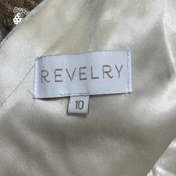 Revelry Gwen Sequin Gown Dress Champagne Gold 202 Size 10 Bridesmaid Elegant - Picture 11 of 16